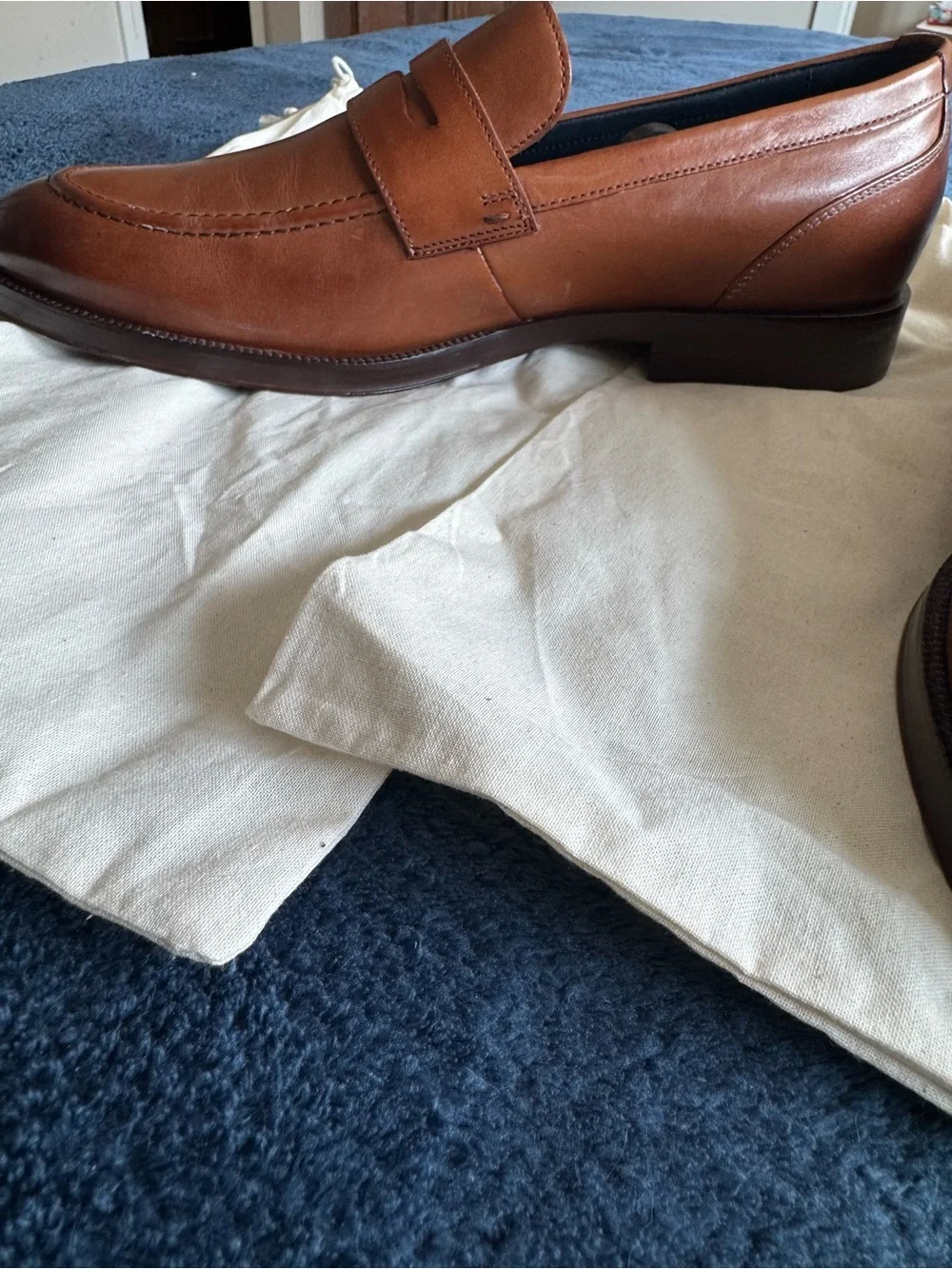 Cole Haan Men’s Brown  Leather Carney Penny Loafers
